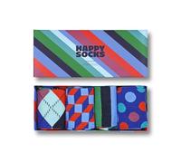 Happy Socks 4-Pack Amazon Stripe Box, colorées et amusantes, chaussettes pour homme et femme, Noir-Bleu-Vert-Orange-Rose (41-46)