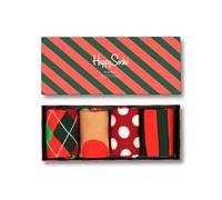 Happy Socks 4-Pack Holiday Classics Socks Set, colorées et amusantes, chaussettes pour homme et femme, Rouge-Blanc-Vert (36-40)