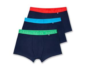 Happy Socks Boxer Court 3-Pack Solid Navys Coton Homme Marine M