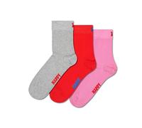 Happy Socks Chaussettes 1/2 Crew - Différentes couleurs - Pour homme et femme, Lot de 3 paires de chaussettes Solid 1/2 Crew - A, 38-42