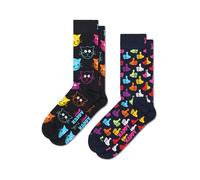 Happy Socks Mixte 2-pack Classic Cat Chaussettes, Noir, 36-40 EU