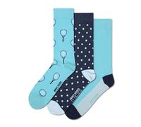 Happy Socks Chaussettes 3-Pack Everyday Tennis Coton Mixte Turquoise 36-40