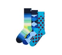 Happy Socks Chaussettes '3-Pack Geometric Socks' bleu foncé, Taille 36-40