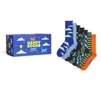Happy Socks Chaussettes 7-Days Crew en coffret cadeau - Rayures, nuages, vélos et pois - Lot de 7, tailles 36-40