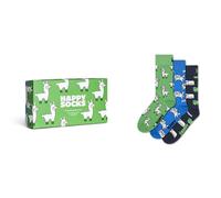Happy Socks Chaussettes à motifs d'animaux mignons dans un coffret cadeau - Lama, mouton et chien - Lot de 3 tailles 41-46