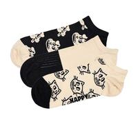 Happy Socks Chaussettes d'animaux - Chaussettes en coton dans des boîtes cadeaux colorées et amusantes - Avec motif chat et chien, Lot de 3 paires de chaussettes basses Pets, 38-42
