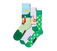 Happy Socks Chaussettes No. 1 Dad Gift Set – Lot de 3 paires coton Homme Femme Blanc 41-46