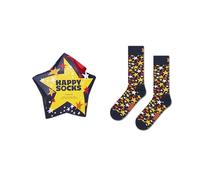 Happy Socks Chaussettes Crew - Étoiles de Noël festives jaunes et orange - Coffret cadeau de 1 décoration - 36-40