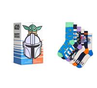 Happy Socks Chaussettes et coffrets cadeaux Star Wars avec Ahsoka, Grogu, le Mandalorien, Darth Vader, Yoda et plus, 36-40 & 41-46