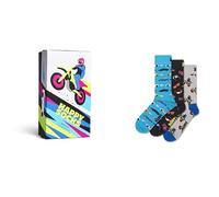 Happy Socks Chaussettes Fast Sport Crew dans un coffret cadeau - Voiture de sport F1 et moto - Lot de 3 - Tailles 41-46