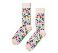Happy Socks Chaussettes Flower Coton Homme Femme Blanc 41-46