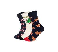 Happy Socks Chaussettes 'Gingerbread, Happy Tree and Candy Cane' marine / bleu marine / rouge / blanc, Taille 36-40