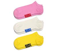 Happy Socks Solids Edition - Chaussettes colorées en coton bio - Chaussettes unies pour homme et femme, Lot de 3 paires de chaussettes solides - Rose, blanc et jaune, 41-46