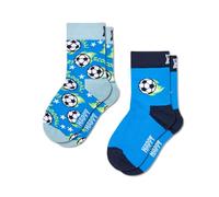 Happy Socks Chaussettes Kids 2-Pack Football Coton Enfant Bleu clair Bleu 2-3Y