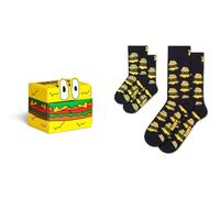 Happy Socks Chaussettes Mini & Me 2-Pack Smelly Burger Gift Set Coton Enfant Noir 41/12-24M