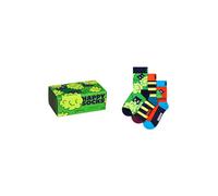 Happy Socks Chaussettes 'Peek-A-Boo' azur / jaune clair / vert / rouge feu / noir, Taille 24-26