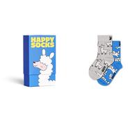 Happy Socks Chaussettes pour enfants motif lama dans un coffret cadeau - Bleu et blanc - Lot de 2 pour les 7-9 ans