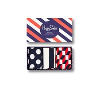 Happy Socks Classic Stripe Gift Box, colorés et amusants, Chaussettes pour homme et femme, Bleu-Blanc-Rouge 3 paires (41-46)
