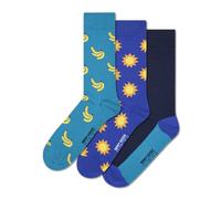 Happy Socks Everyday Basics - Chaussettes mi-mollet - Banane et soleil - Lot de 3 - Tailles 41-46