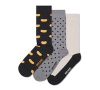 Happy Socks Everyday Basics - Chaussettes mi-mollet - Hot-dogs et pois - Lot de 3, tailles 41-46