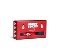 Happy Socks Everyday Basics - Coffret cadeau de chaussettes mi-mollet - Bonhomme de neige et Argyle rouge et vert - Lot de 3 - Tailles 41-46