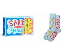 Happy Socks Chaussettes 2-Pack Sardines Gift Set Coton Homme Femme Bleu clair 36-40