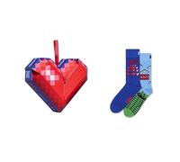 Happy Socks - Lot de 2 paires de chaussettes « Player One Crew » dans un coffret cadeau cœur, tailles 36-40