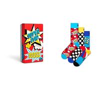 Happy Socks lot de 3 chaussettes cadeaux fête des pères en coton, cadeaux rigolos drôls et originales pour papa