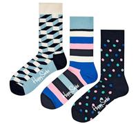 Happy Socks Lot de 3 paires de chaussettes amusantes à motifs - En coton - Pour homme et femme, 1301 (3 paires), 41-46