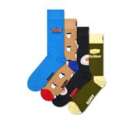 Happy Socks Lot de 4 Chaussettes - Chaussettes imprimées Café, Œufs, Crêpes, Saucisse et Beurre - Coffret Cadeau Rigolo