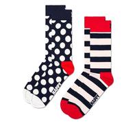 Happy Socks Mixte 2-pack Classic Big Dot Chaussettes, Bleu-Rouge-Noir, 41-46 EU