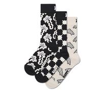 Happy Socks Sustainable Crew Coffret cadeau noir et blanc pour homme et femme (FR/ES, Numérique, 41, 46, Taille normale, Taille normale, Coffret cadeau de 3 chaussettes noires et blanches)