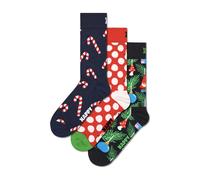 Happy Socks, unisex, Sous-vêtements, Multicolore, Taille: M Coffret Cadeau 3 Paires de Chaussettes de Noël