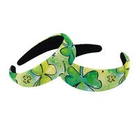 Happy St Patrick Lucky Green Clover-1077 Lot de 2 bandeaux épais en velours rembourrés pour femmes et filles