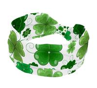 Happy St Patrick Lucky Green Clover Bandeau turban large élastique antidérapant pour yoga, entraînement, sport, course à pied