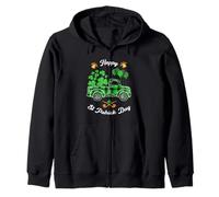 Happy St. Patrick's Day Green Truck Buffalo Plaid Trèfle Sweat à Capuche