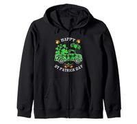 Happy St. Patrick's Day Green Truck Buffalo Plaid Trèfle Sweat à Capuche