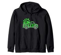 Happy St. Patrick's Day Green Truck Buffalo Plaid Trèfle Sweat à Capuche