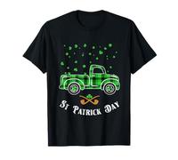 Happy St. Patrick's Day Green Truck Buffalo Plaid Trèfle T-Shirt