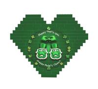 Happy St. Patrick's Day Print Art Brique Puzzle en forme de cœur Brique Brique Bricolage Bricolage Blocs Set 3D Puzzle Décoration de la Maison 82 Pièces