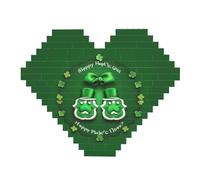 Happy St. Patrick's Day Print Art Brique Puzzle en forme de cœur Brique Brique Bricolage Bricolage Blocs Set 3D Puzzle Décoration de la Maison 82 Pièces