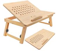 Happy Sunday Table pliante réglable pour ordinateur portable avec aération Support de lit en bois