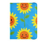 Happy Sunflowers - Porte-passeport décoratif en cuir pour femme - Organiseur de documents de voyage - Porte-passeport avec fente pour carte de vaccin - Ultra fin, Tournesols heureux, 1 size