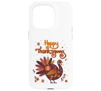 Happy Thanksgiving avec Autumn Leaf Turkey Art Coque pour iPhone 15 Pro