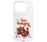Happy Thanksgiving avec Autumn Leaf Turkey Art Coque pour iPhone 15 Pro Max