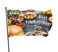 Happy Thanksgiving Day Garden Flag 0,9 x 1,5 m Raisin Citrouilles Rétro Vieux Bois Automne Nourriture Polyester Yard Drapeaux Maison Patio Pelouse Intérieur Extérieur Bannière De Voeux
