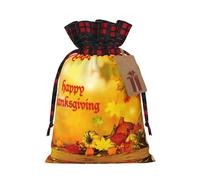 Happy Thanksgiving Print Christmas Candy Bags,Vacances Party Color-Blocked Drawstring Bags,Drawstring Snack Bags