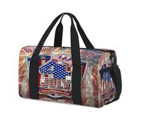Happy USA 4th July Sport Duffel Bags for Kids Girls Boys Women Men USA Flag Overnight Weekender Travel Bag Tote Carry Gym Casual Duffel Bags