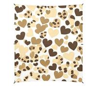 Happy Valentine Auvent de plage pliable UPF50 avec sacs de sable et pelle à sable pour camping, pique-nique, jardin et pêche Marron