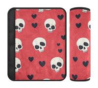 Happy Valentine Cartoon Heart Cartoon Skull Rouge 2 pcs Voiture Bandoulière Pad Plus Confort Conduite pour Sac forro para cinturon de seguridad